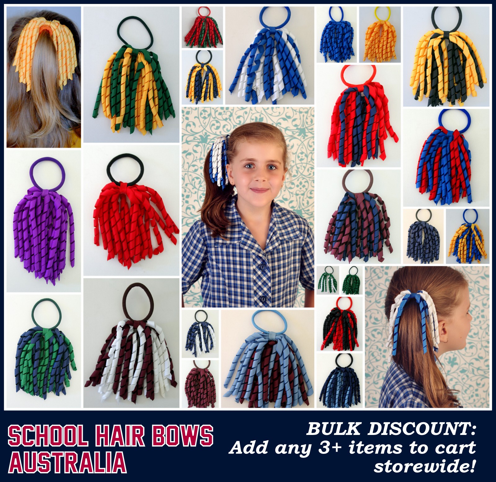 Image of Ponytails with hair accessories for school pictures
