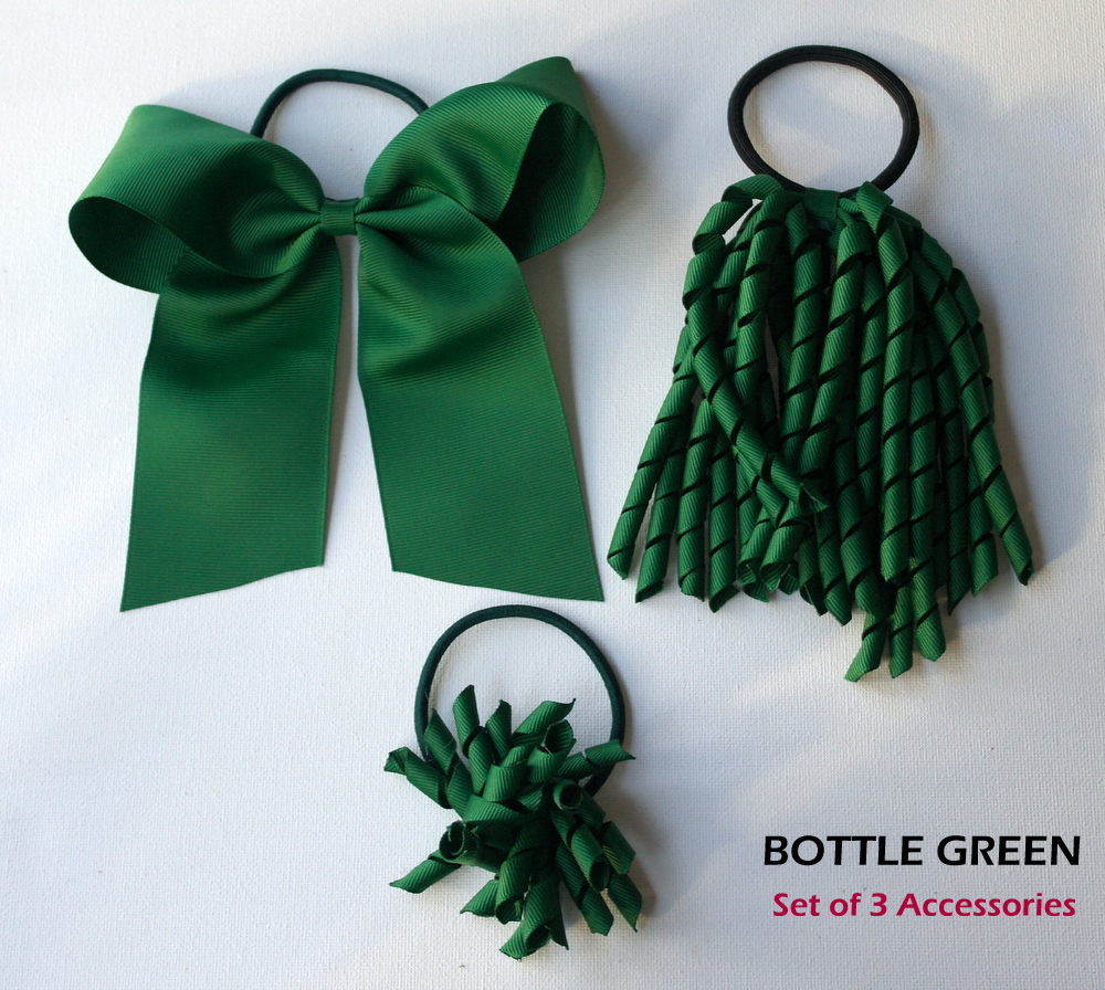 Handmade Girls School Hair Bow Bobble Korker  Bright Green Spot  Sold In Pairs 